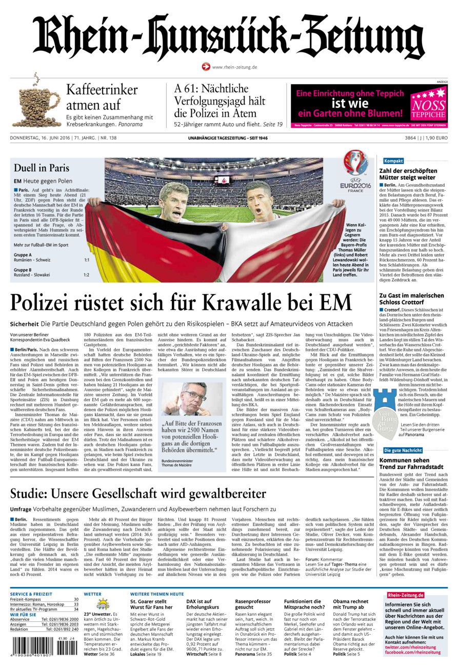 Rhein-Hunsrück-Zeitung vom Donnerstag, 16.06.2016