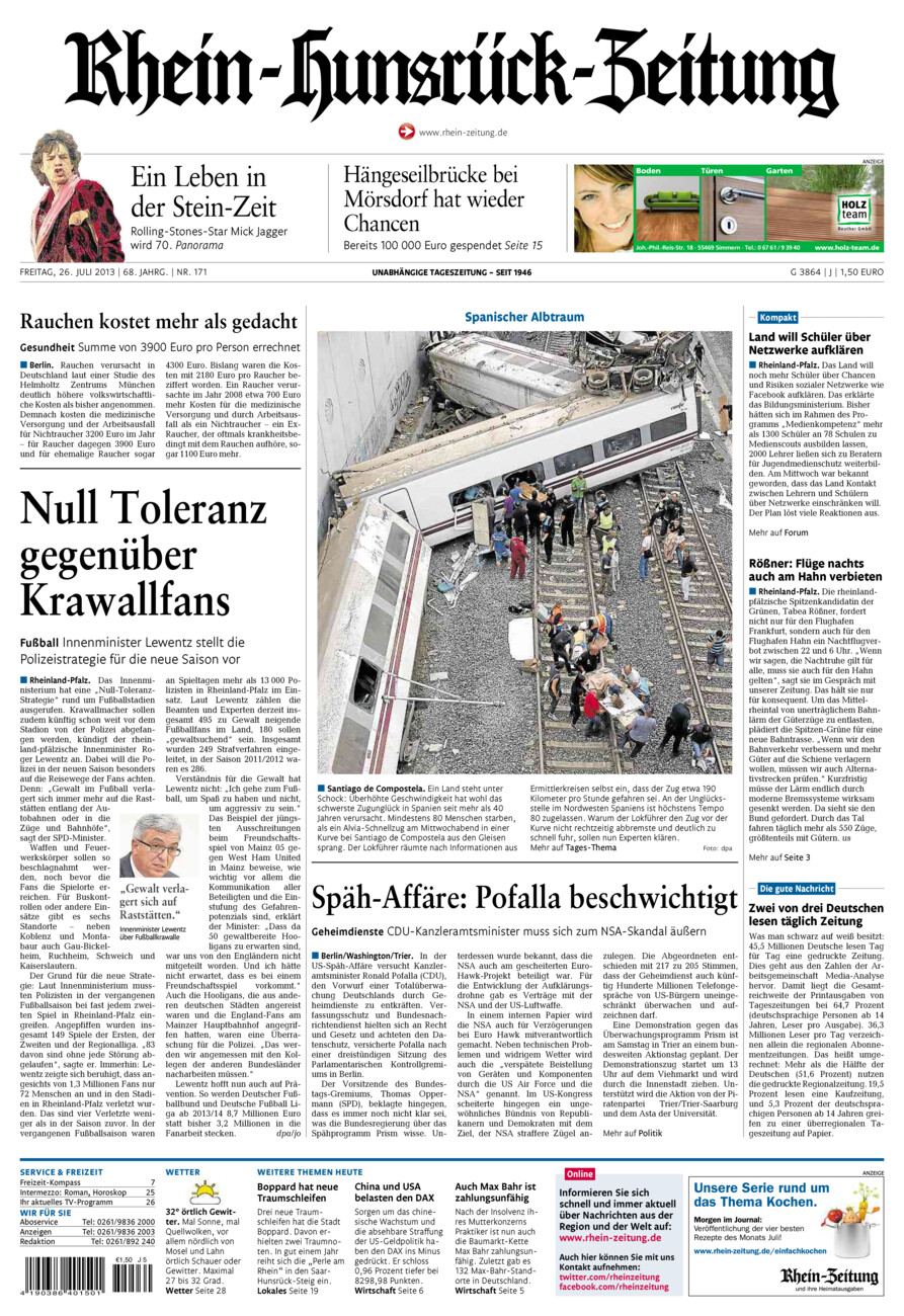 Rhein-Hunsrück-Zeitung vom Freitag, 26.07.2013