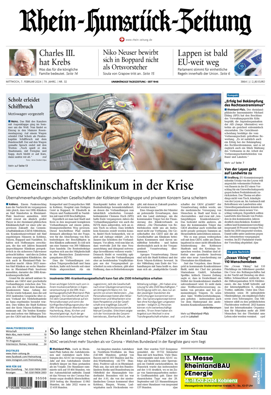 Rhein-Hunsrück-Zeitung vom Mittwoch, 07.02.2024