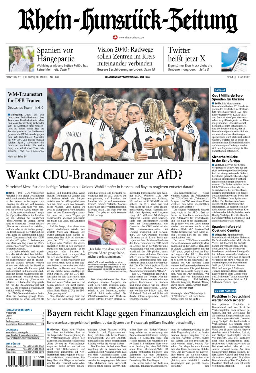 Rhein-Hunsrück-Zeitung vom Dienstag, 25.07.2023