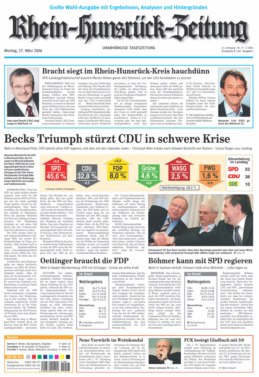 Rhein-Hunsrück-Zeitung vom Montag, 27.03.2006