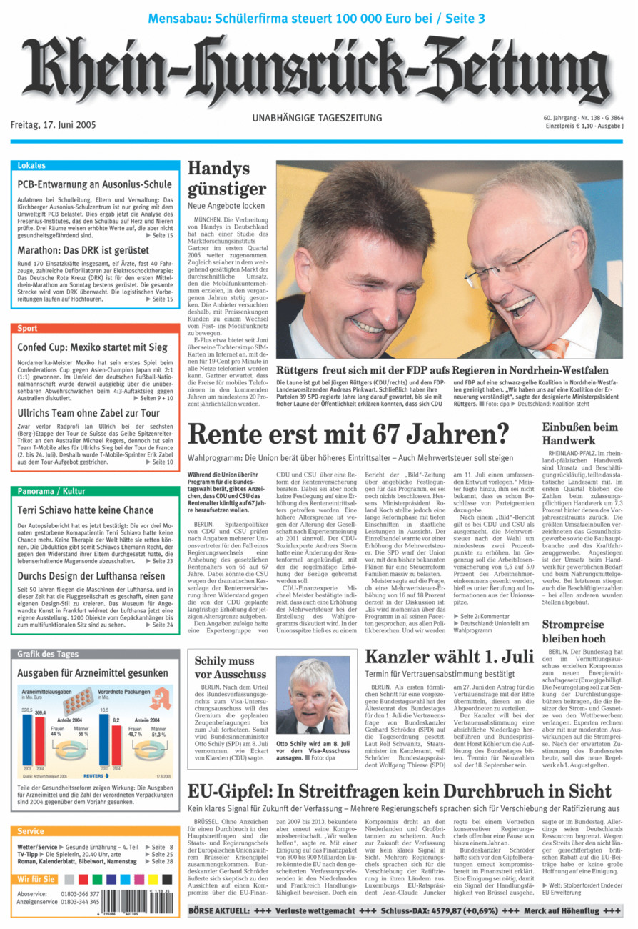 Rhein-Hunsrück-Zeitung vom Freitag, 17.06.2005