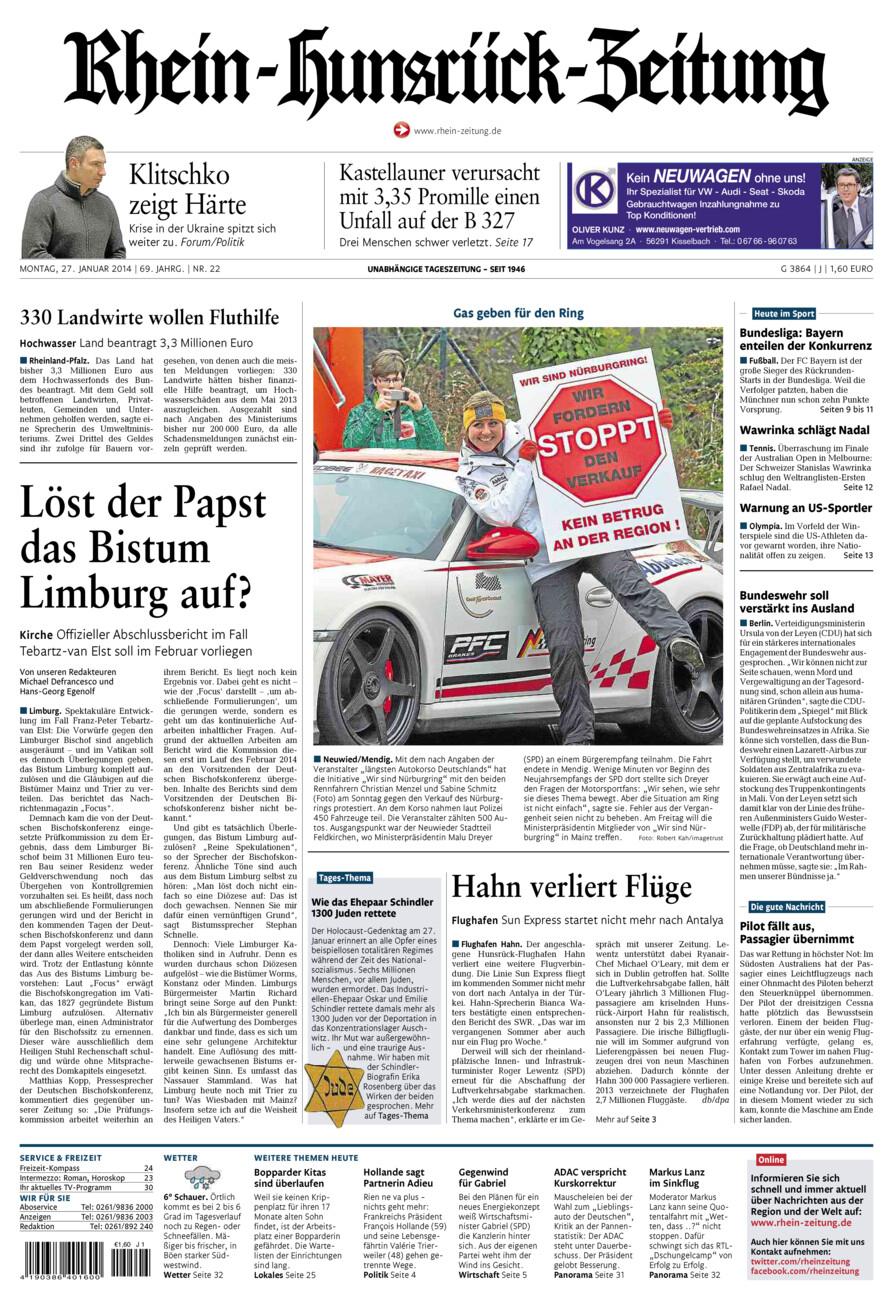 Rhein-Hunsrück-Zeitung vom Montag, 27.01.2014