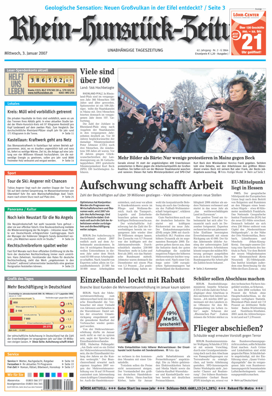Rhein-Hunsrück-Zeitung vom Mittwoch, 03.01.2007
