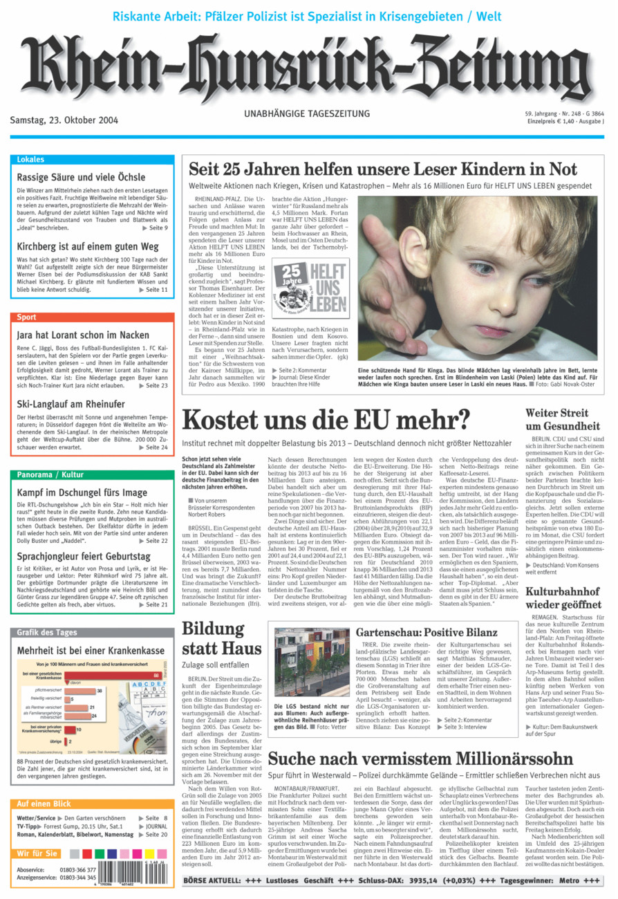 Rhein-Hunsrück-Zeitung vom Samstag, 23.10.2004