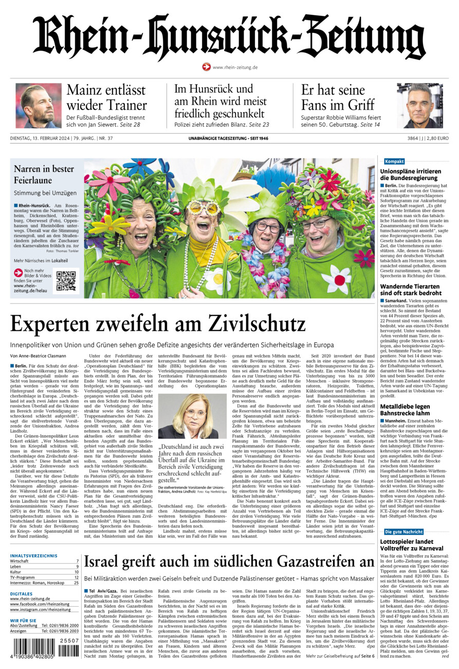 Rhein-Hunsrück-Zeitung vom Dienstag, 13.02.2024