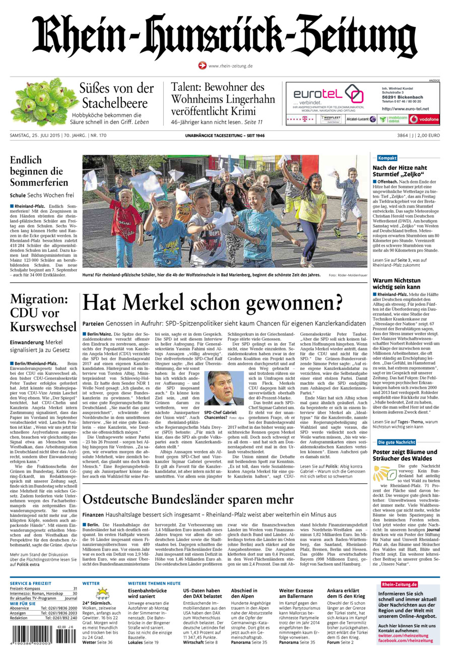 Rhein-Hunsrück-Zeitung vom Samstag, 25.07.2015