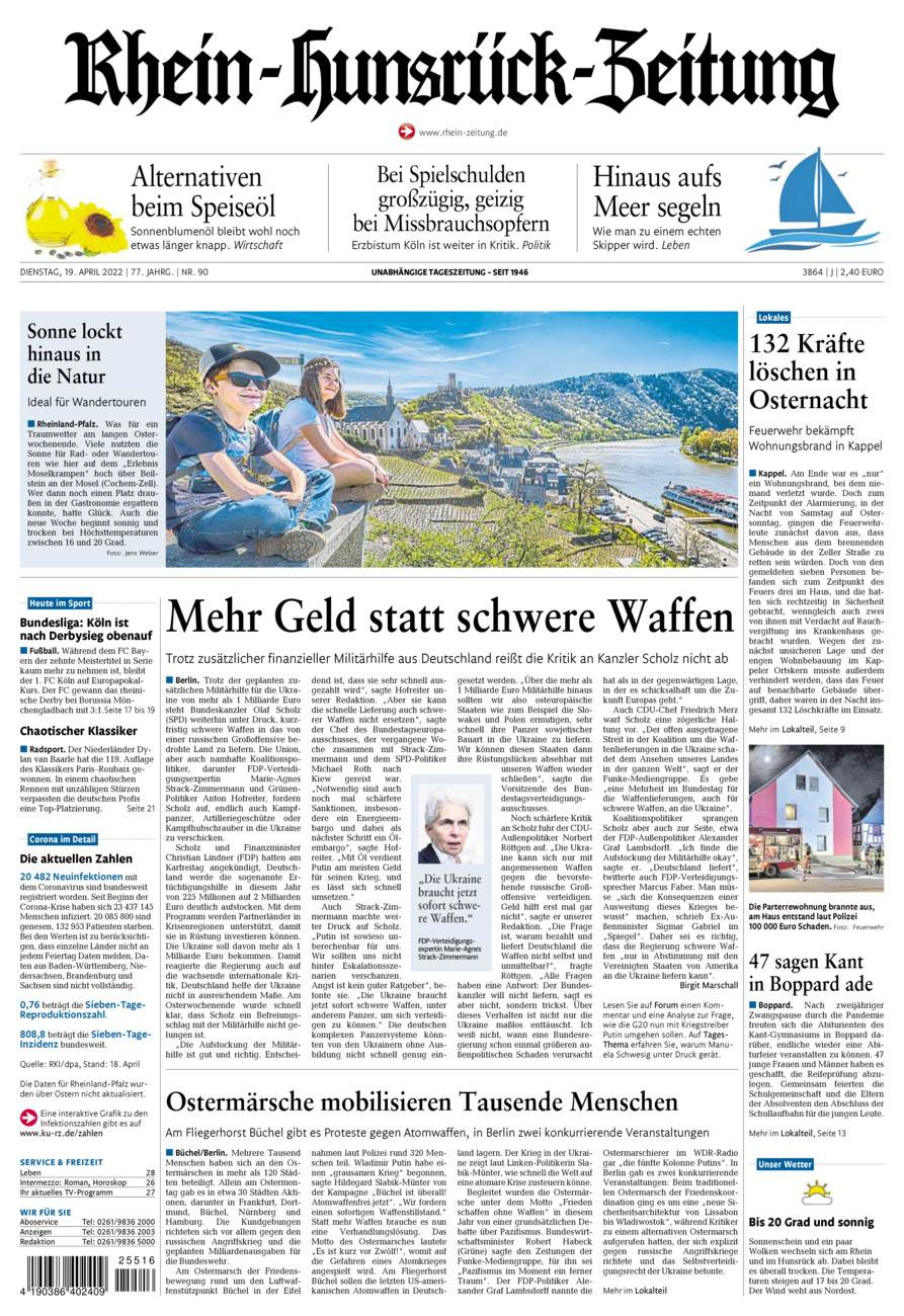 Rhein-Hunsrück-Zeitung vom Dienstag, 19.04.2022