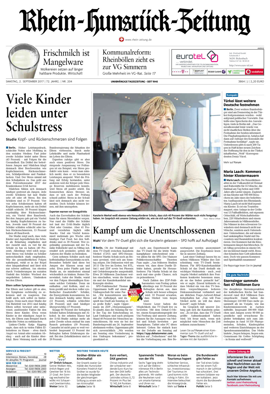 Rhein-Hunsrück-Zeitung vom Samstag, 02.09.2017