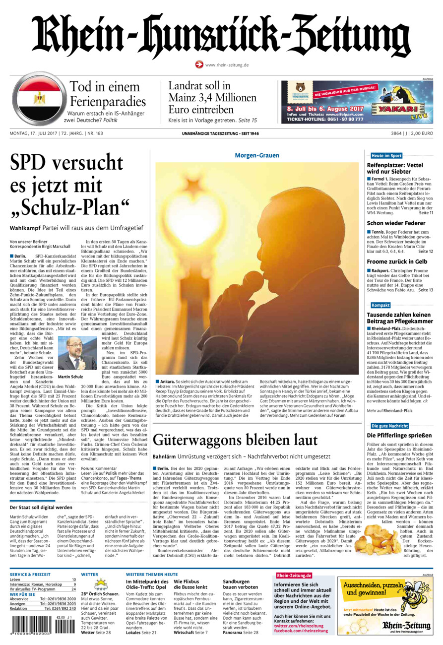Rhein-Hunsrück-Zeitung vom Montag, 17.07.2017