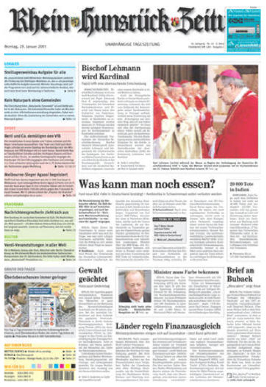 Rhein-Hunsrück-Zeitung vom Montag, 29.01.2001