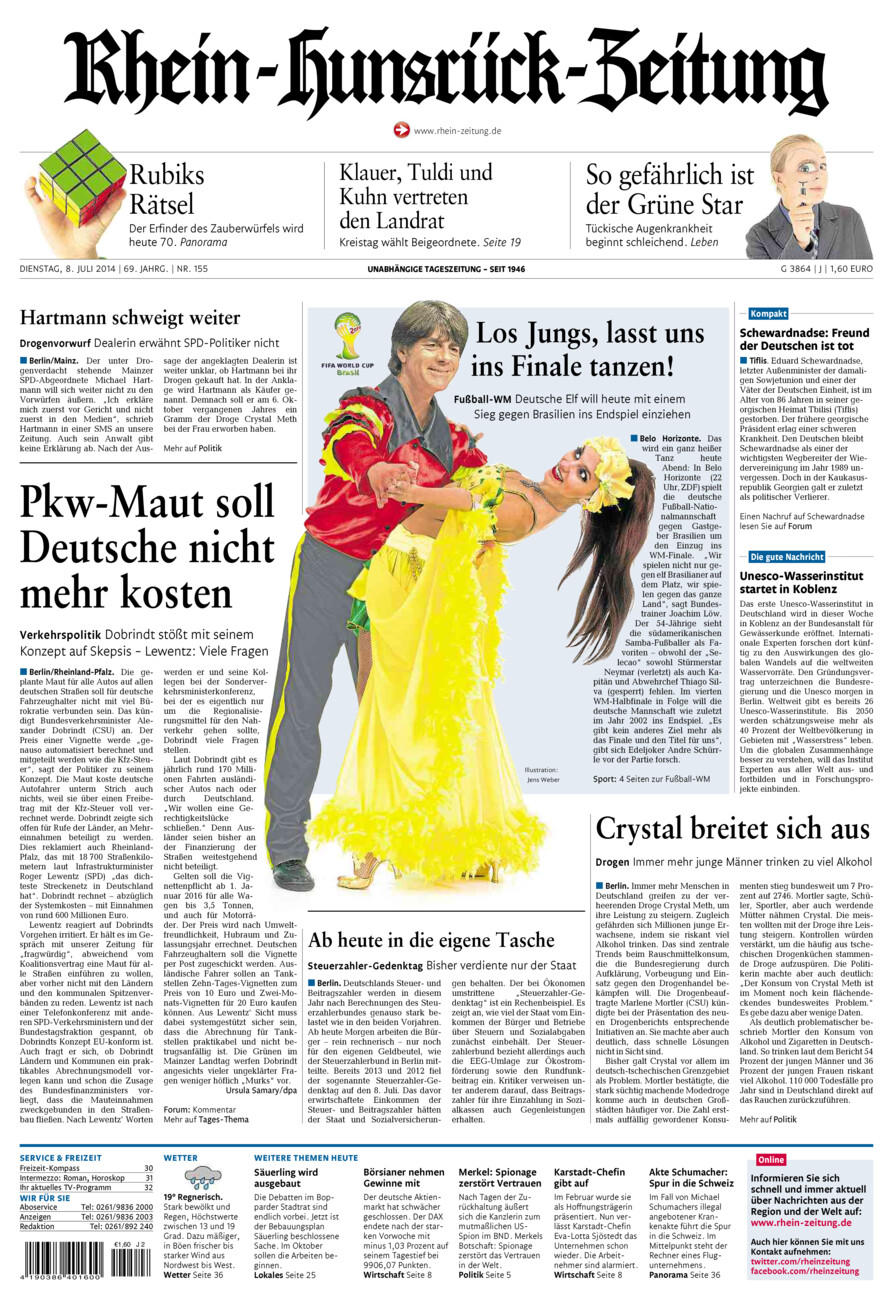 Rhein-Hunsrück-Zeitung vom Dienstag, 08.07.2014