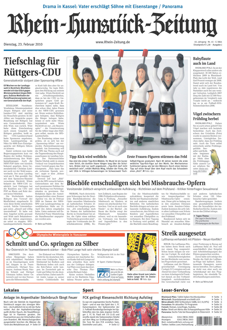 Rhein-Hunsrück-Zeitung vom Dienstag, 23.02.2010