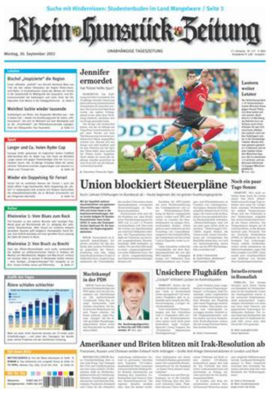 Rhein-Hunsrück-Zeitung vom Montag, 30.09.2002