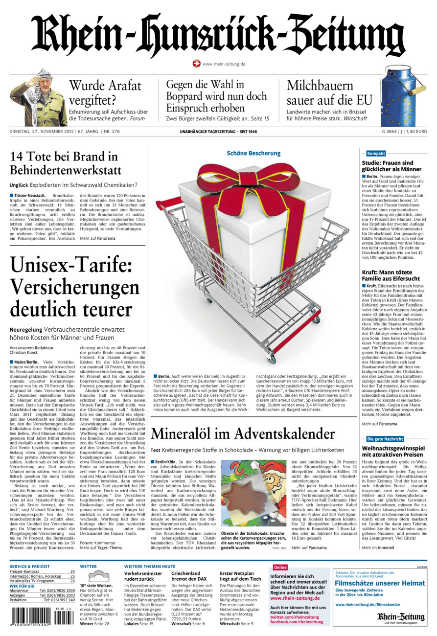 Rhein-Hunsrück-Zeitung vom Dienstag, 27.11.2012