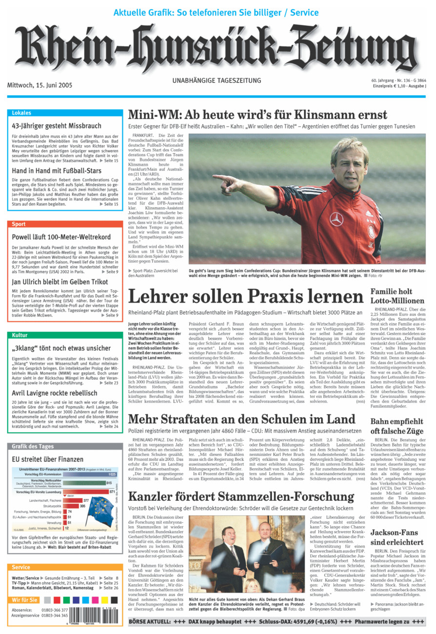 Rhein-Hunsrück-Zeitung vom Mittwoch, 15.06.2005
