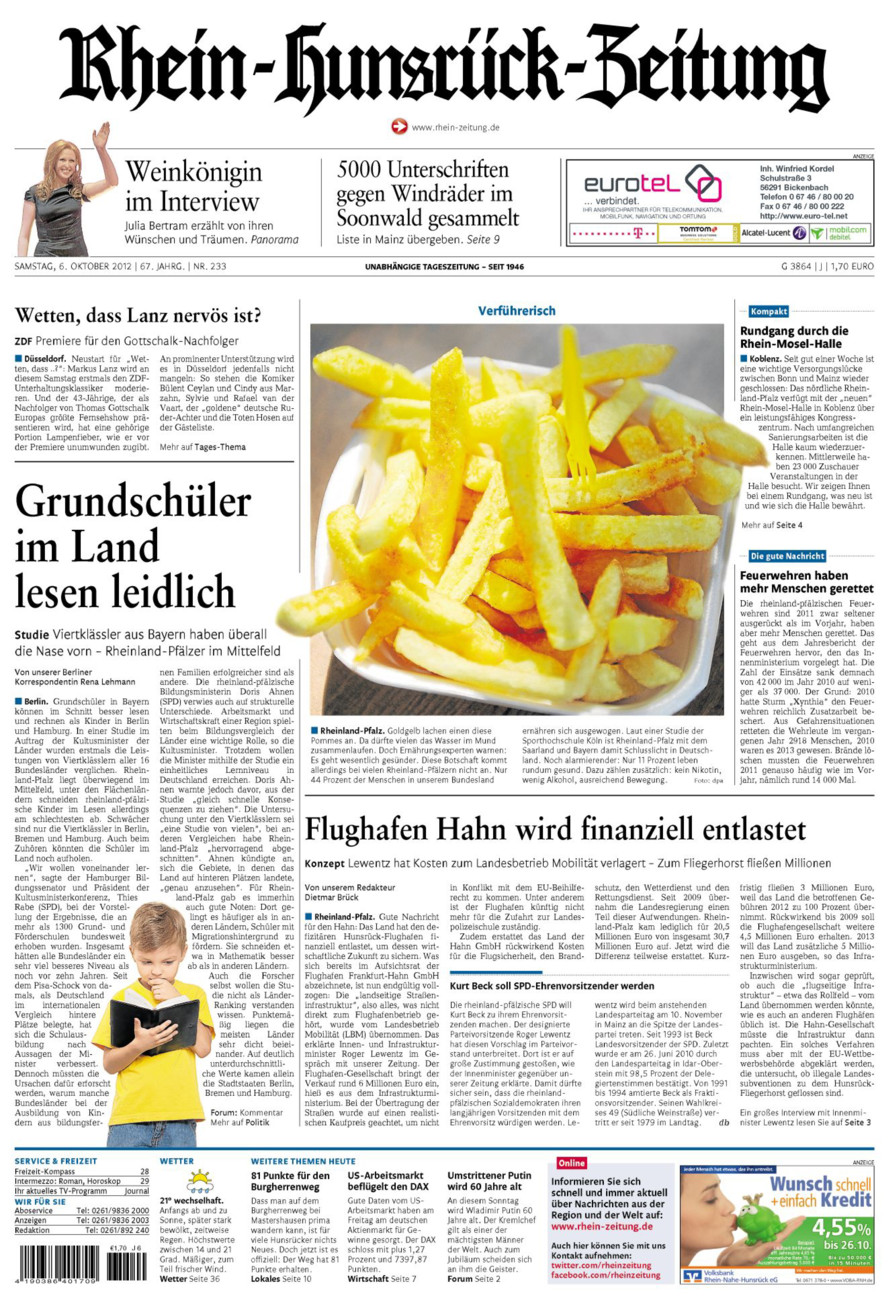 Rhein-Hunsrück-Zeitung vom Samstag, 06.10.2012