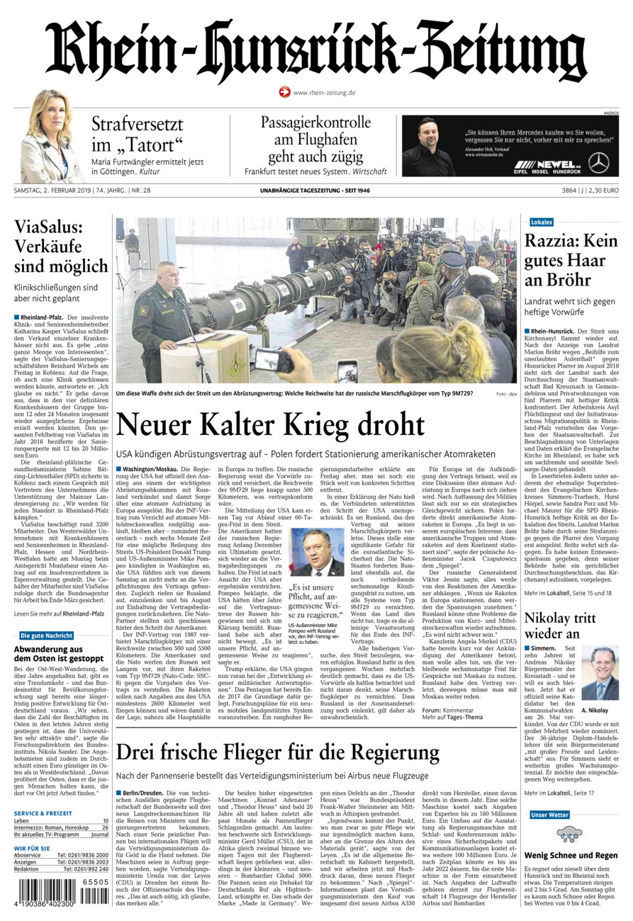 Rhein-Hunsrück-Zeitung vom Samstag, 02.02.2019