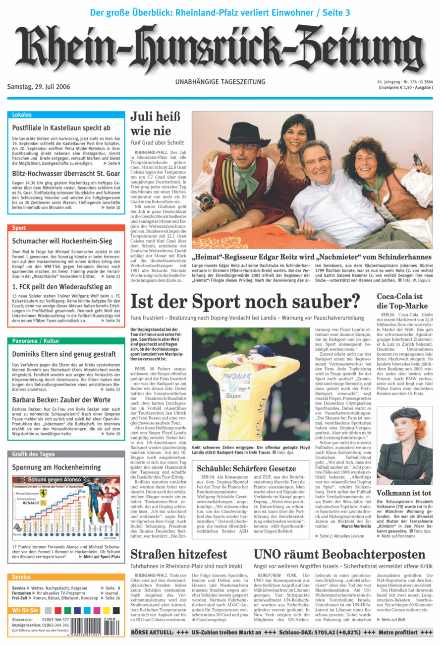 Rhein-Hunsrück-Zeitung vom Samstag, 29.07.2006