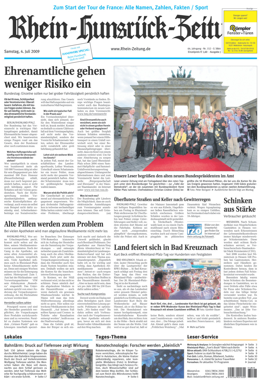 Rhein-Hunsrück-Zeitung vom Samstag, 04.07.2009