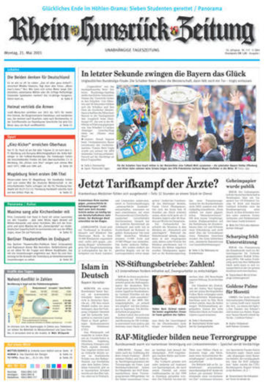 Rhein-Hunsrück-Zeitung vom Montag, 21.05.2001