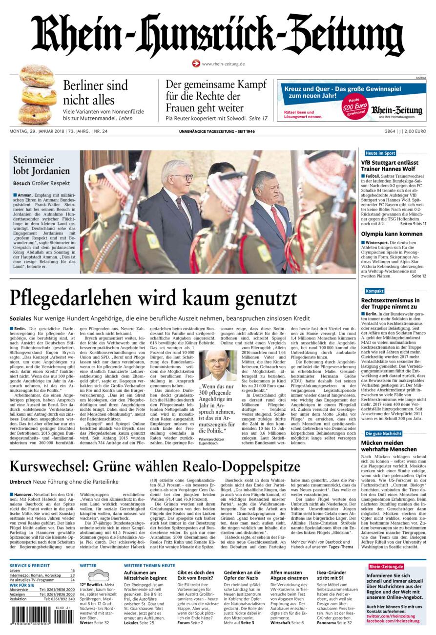 Rhein-Hunsrück-Zeitung vom Montag, 29.01.2018