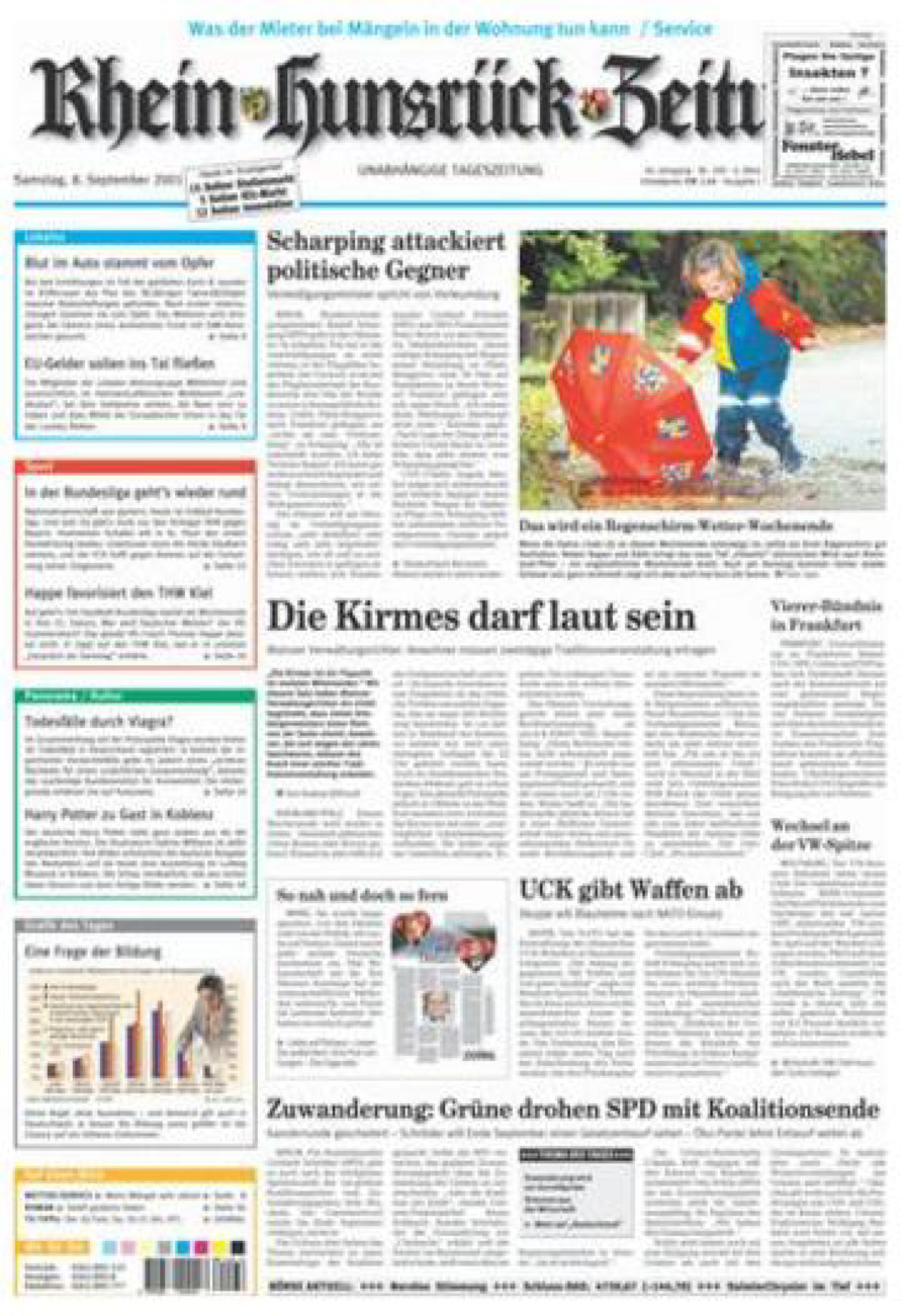 Rhein-Hunsrück-Zeitung vom Samstag, 08.09.2001