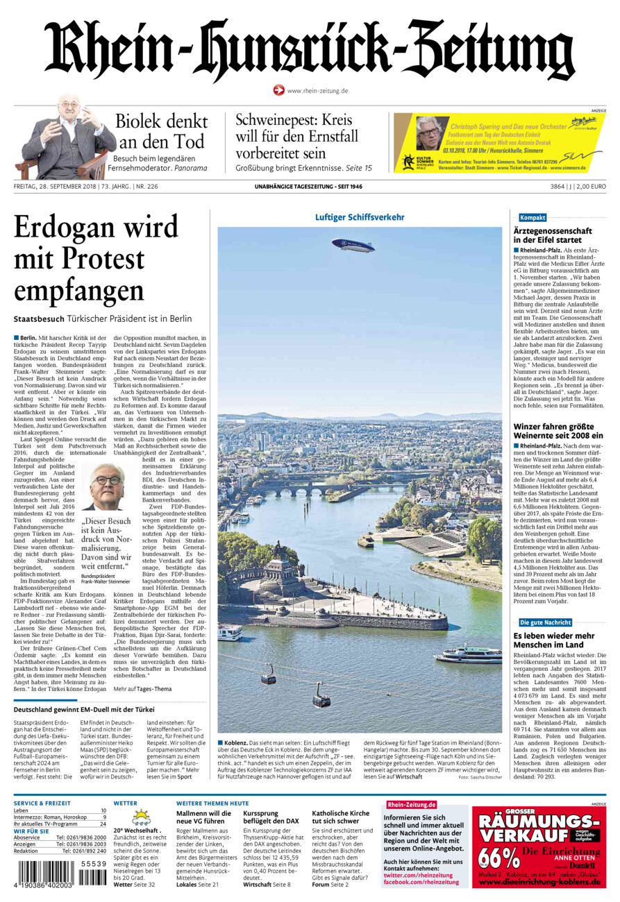 Rhein-Hunsrück-Zeitung vom Freitag, 28.09.2018