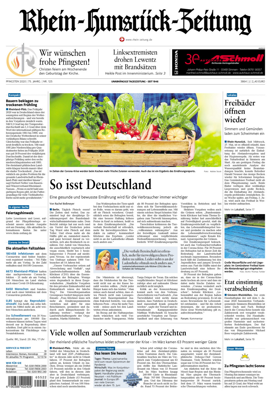 Rhein-Hunsrück-Zeitung vom Samstag, 30.05.2020