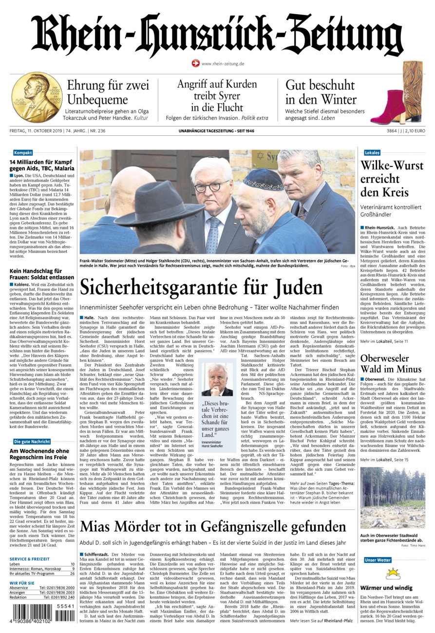 Rhein-Hunsrück-Zeitung vom Freitag, 11.10.2019