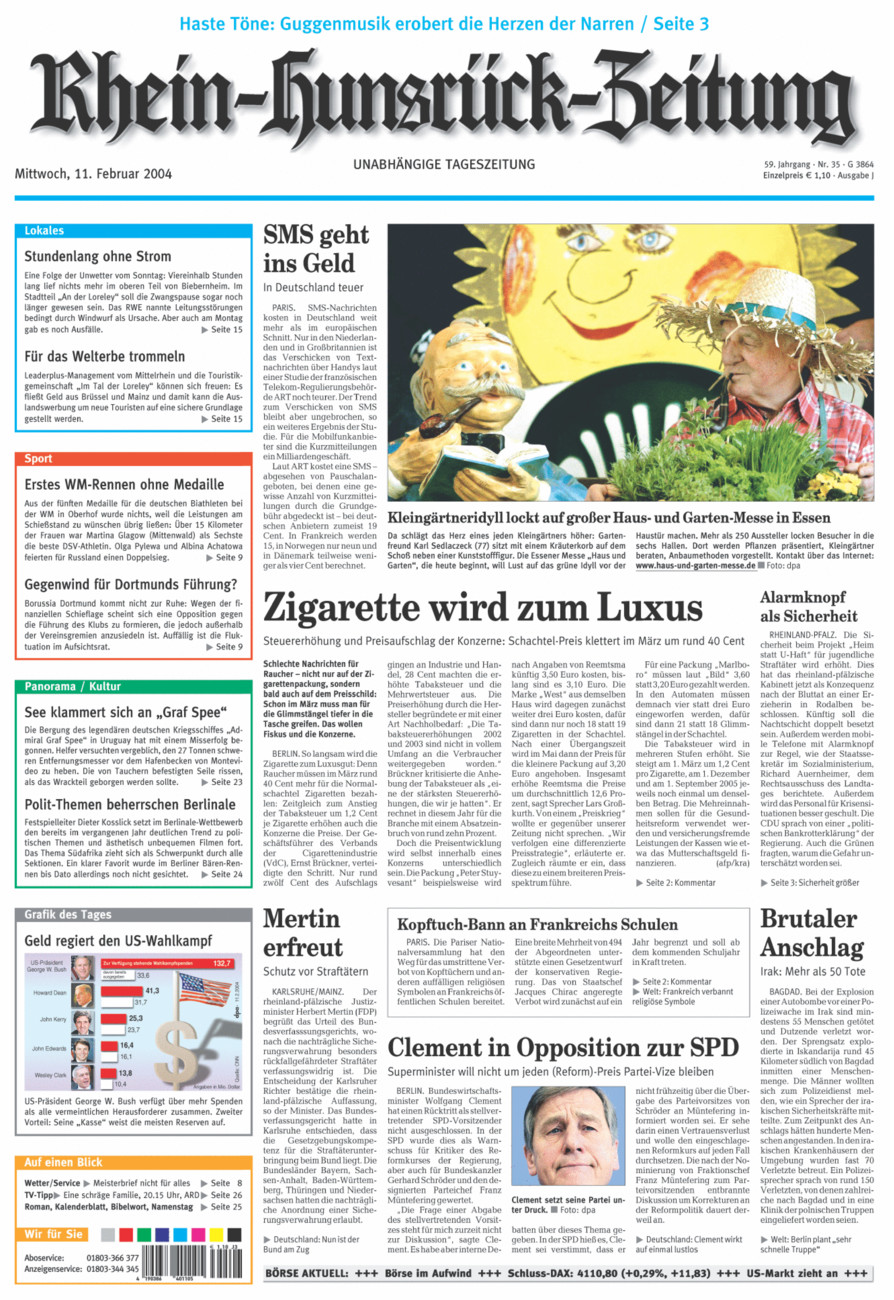 Rhein-Hunsrück-Zeitung vom Mittwoch, 11.02.2004
