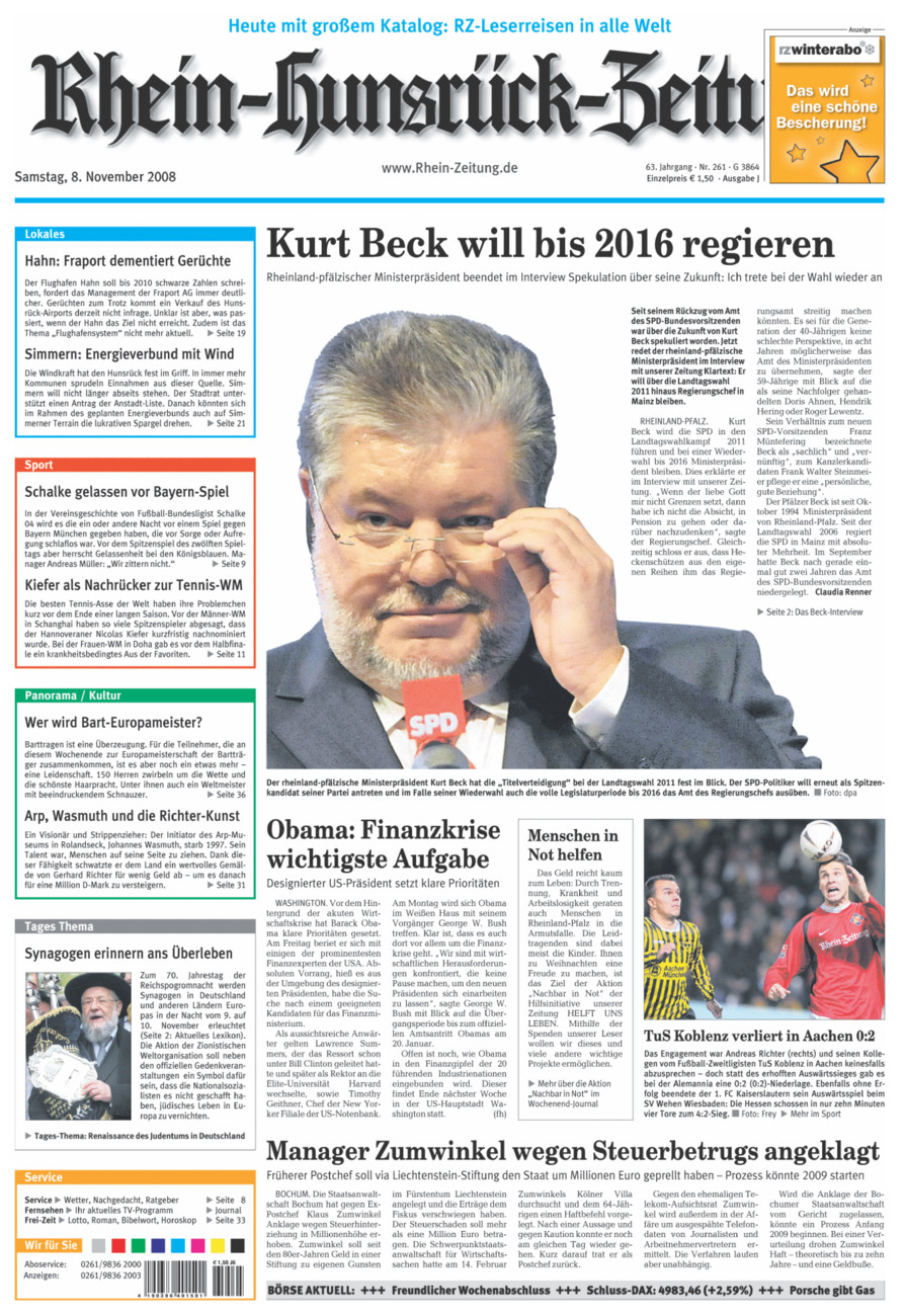 Rhein-Hunsrück-Zeitung vom Samstag, 08.11.2008