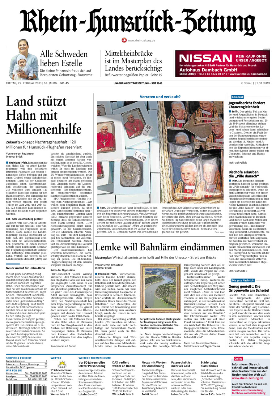Rhein-Hunsrück-Zeitung vom Freitag, 22.02.2013