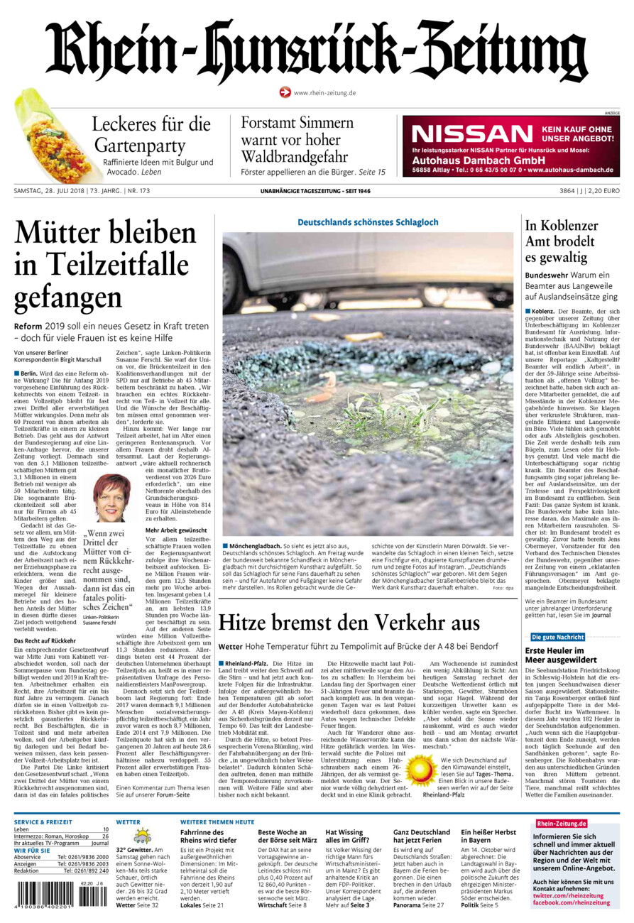 Rhein-Hunsrück-Zeitung vom Samstag, 28.07.2018
