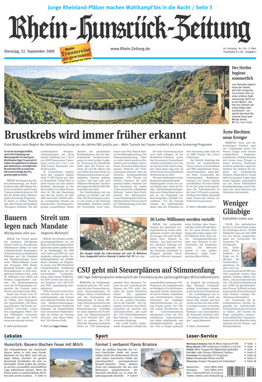 Rhein-Hunsrück-Zeitung vom Dienstag, 22.09.2009