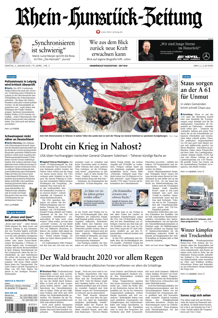 Rhein-Hunsrück-Zeitung vom Samstag, 04.01.2020