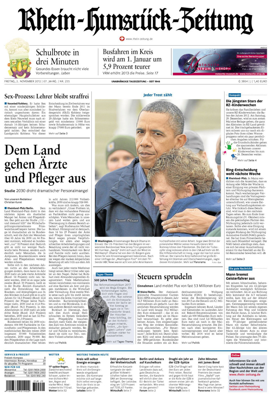 Rhein-Hunsrück-Zeitung vom Freitag, 02.11.2012