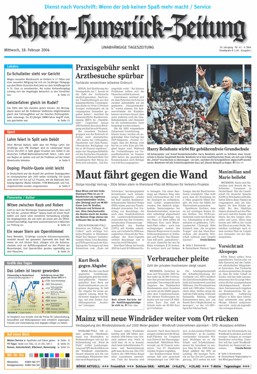 Rhein-Hunsrück-Zeitung vom Mittwoch, 18.02.2004