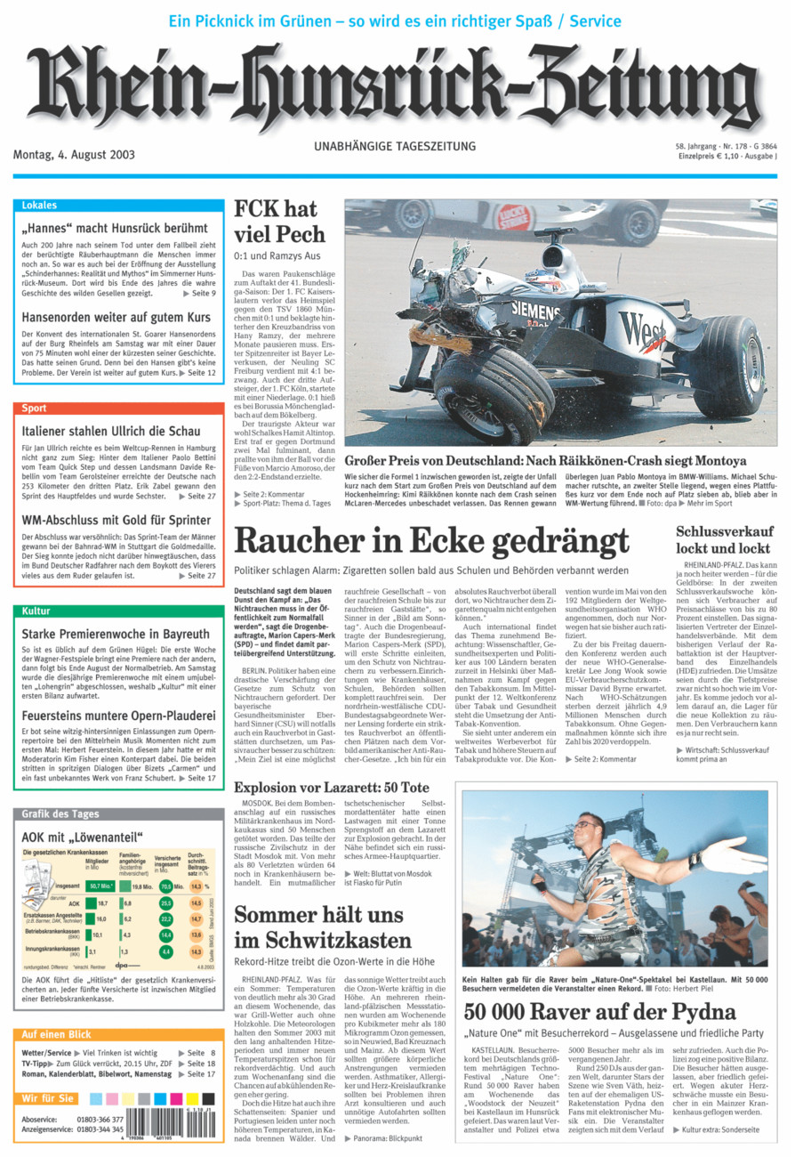 Rhein-Hunsrück-Zeitung vom Montag, 04.08.2003