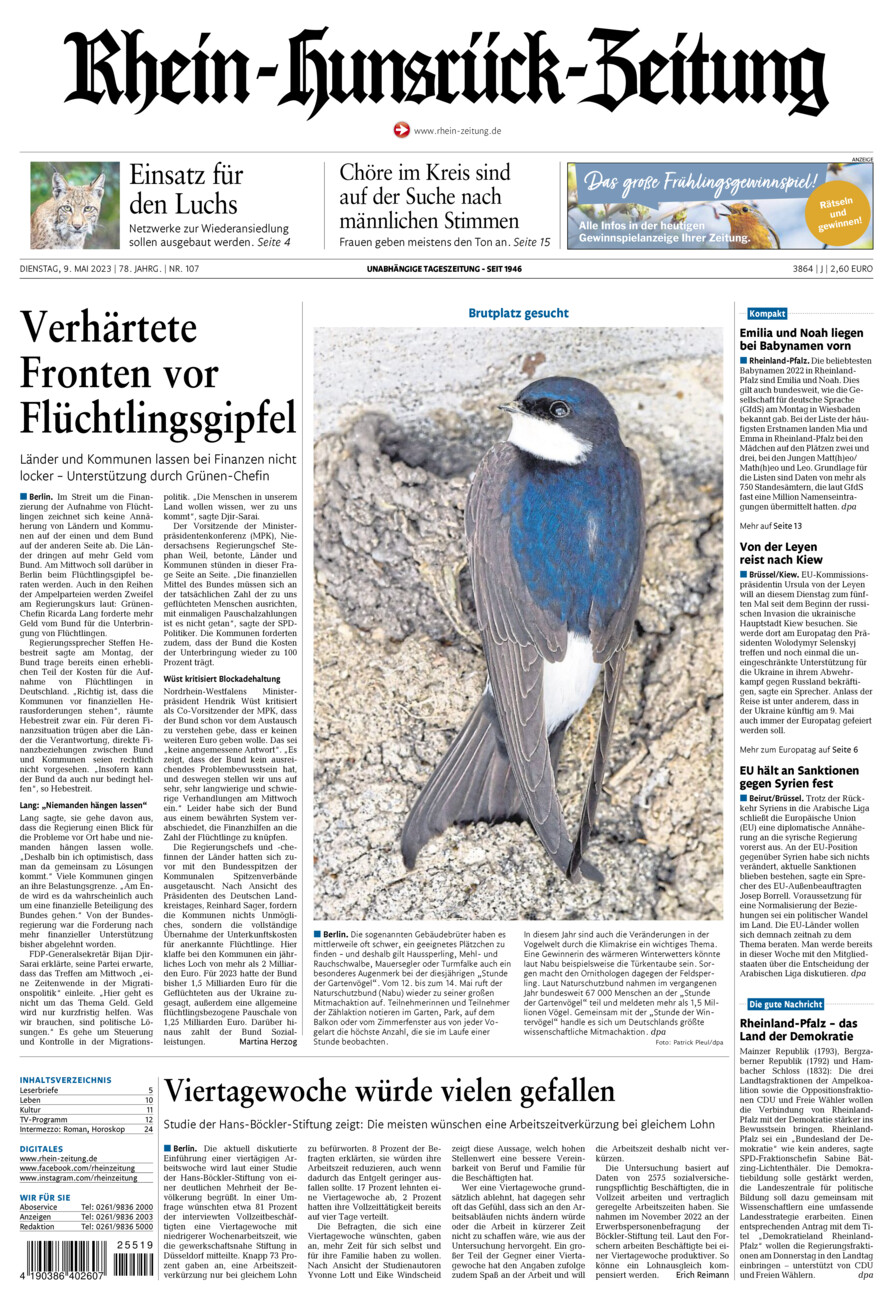Rhein-Hunsrück-Zeitung vom Dienstag, 09.05.2023