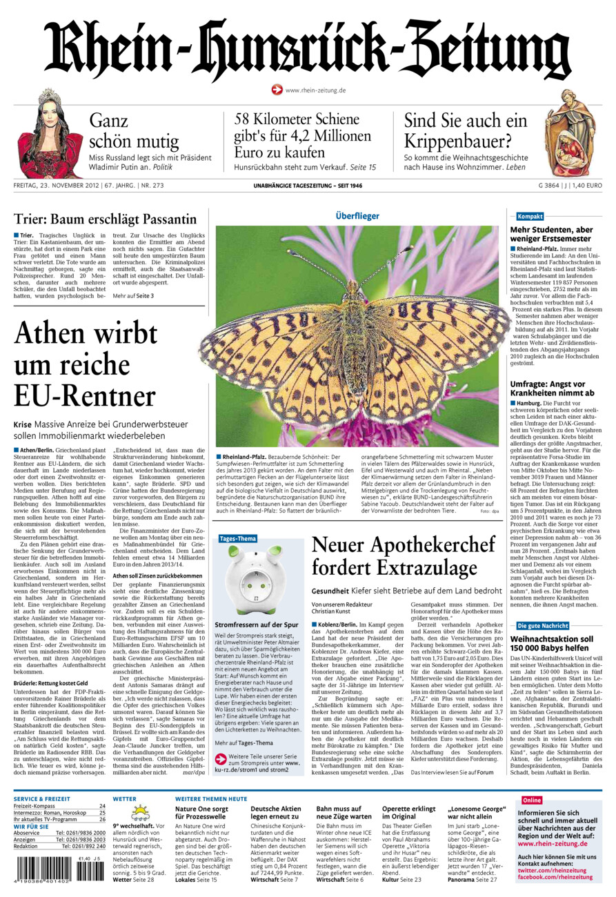 Rhein-Hunsrück-Zeitung vom Freitag, 23.11.2012