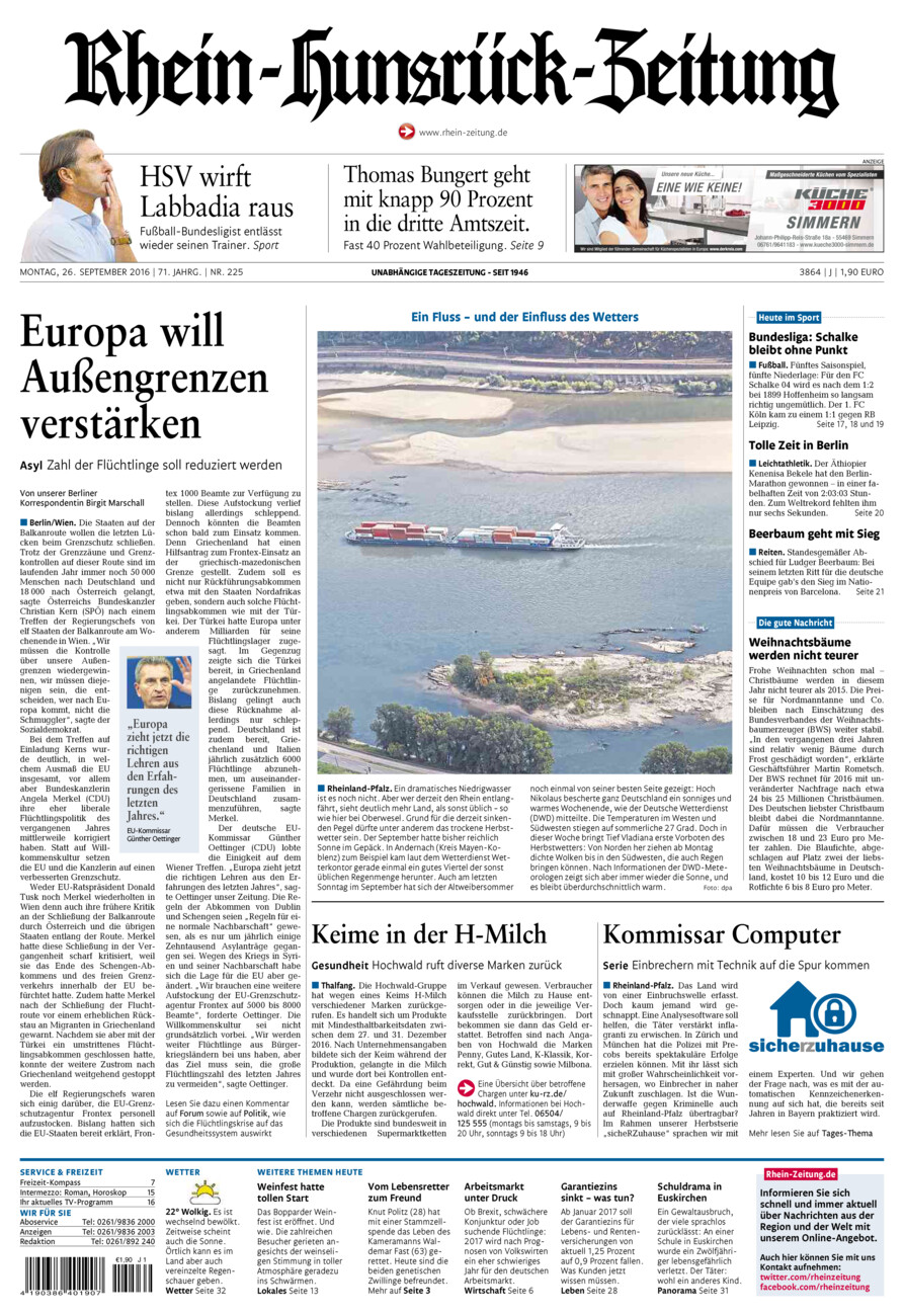 Rhein-Hunsrück-Zeitung vom Montag, 26.09.2016