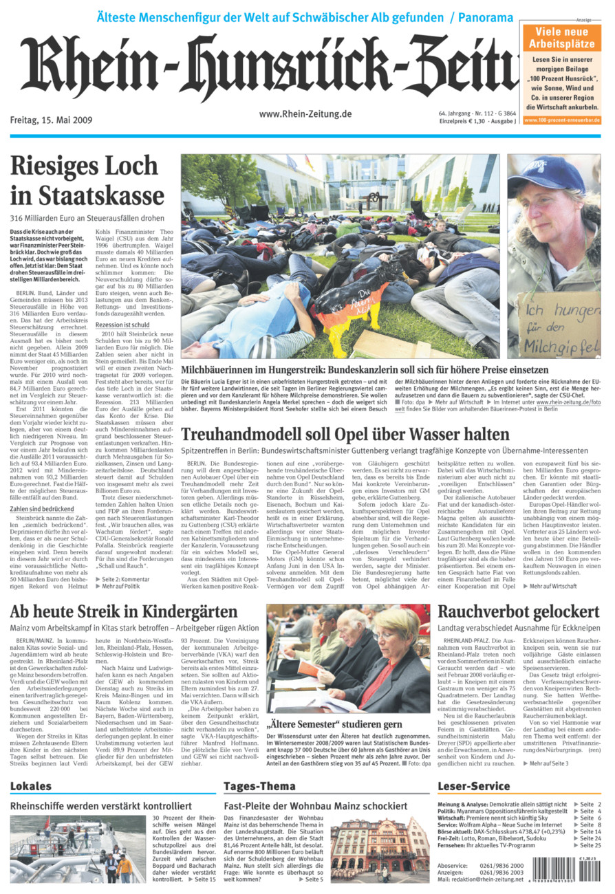 Rhein-Hunsrück-Zeitung vom Freitag, 15.05.2009