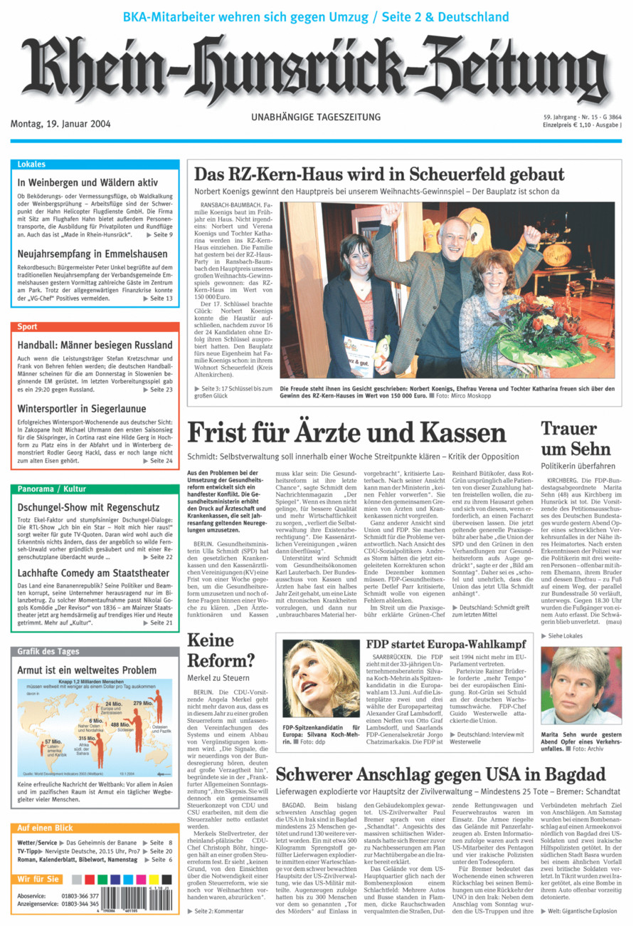 Rhein-Hunsrück-Zeitung vom Montag, 19.01.2004