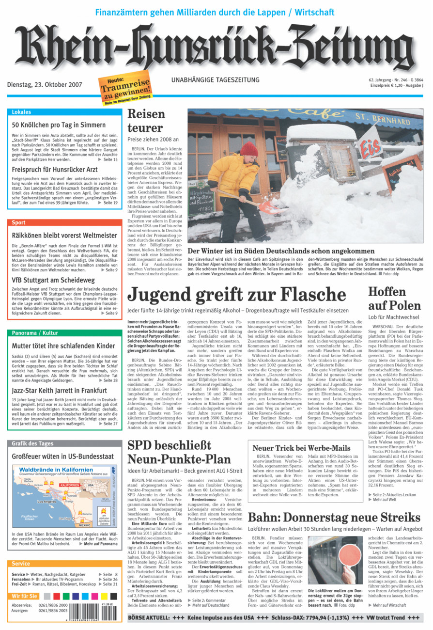 Rhein-Hunsrück-Zeitung vom Dienstag, 23.10.2007